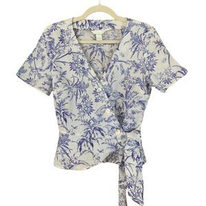 H&M Linen Wrapover Peplum Blouse